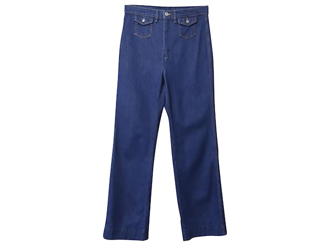 RE/done Straight Leg Denim Jeans in Blue Cotton  ref.1296576