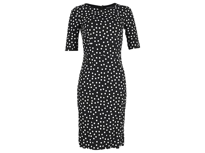 Dolce & Gabbana Polka Dot Midi Dress in Black Viscose Cellulose fibre  ref.1296578