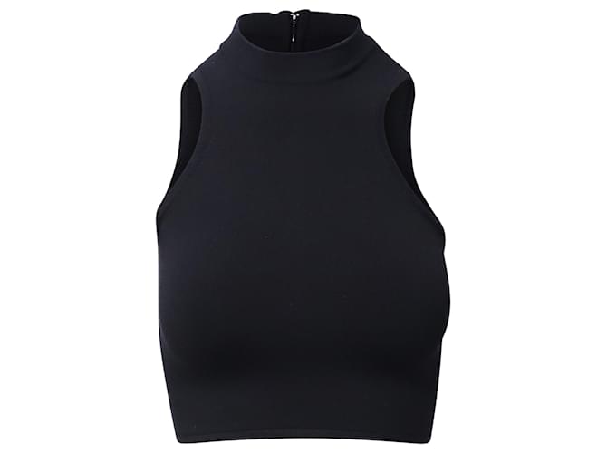 Versace Top corto con cuello halter en seda negra Negro  ref.1296579