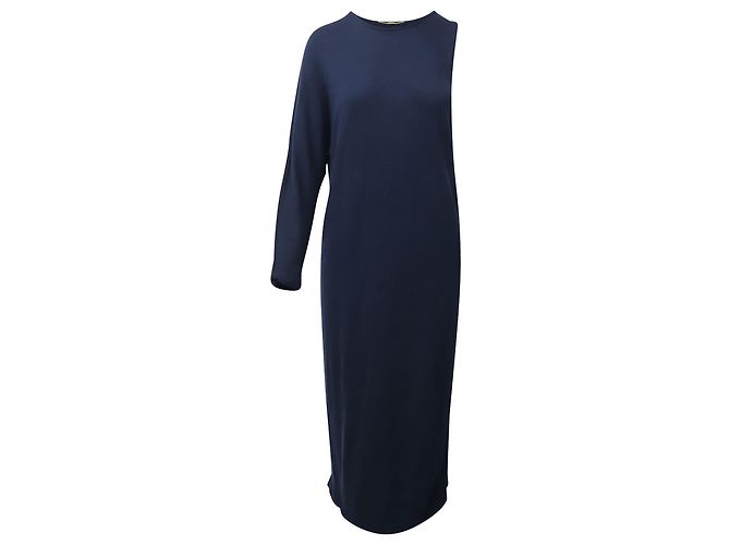 Abito monospalla The Row in lana blu navy