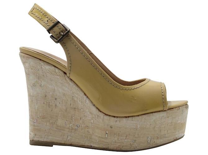 Jimmy Choo Emporio Armani Slingback Wedge in Yellow Patent Leather  ref.1296592