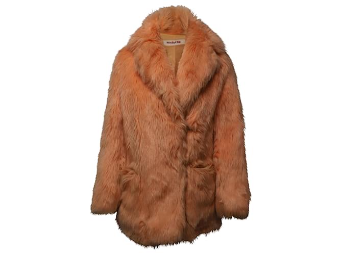 See by Chloé See by Chloe Faux-Fur Coat in Pink Peach Modal Cellulose fibre  ref.1296594