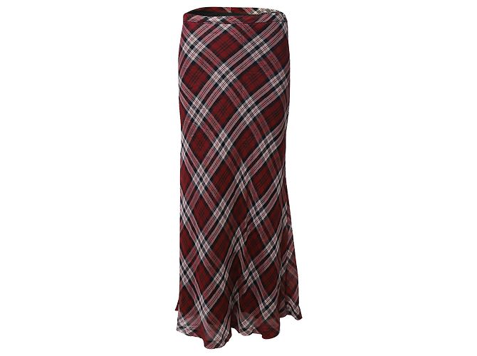 Saia maxi xadrez Michael Kors em voile de seda vermelho