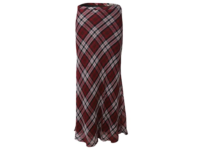 Michael Kors Plaid Maxi Skirt in Red Silk-Voile  ref.1296600