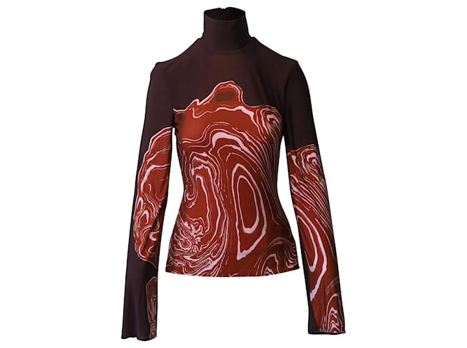 Blusa de gola alta em jersey estampado em mármore Ellery em viscose cor de vinho Bordeaux Fibra de celulose  ref.1296602