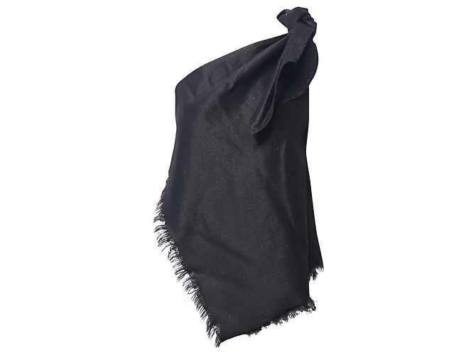 Marques Almeida One-Shoulder-Top mit Schleife aus schwarzer Baumwolle