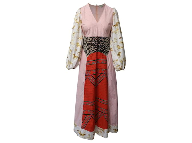 Ganni Sweeney Patchwork Maxi Dress in Multicolor Cotton Python print  ref.1296611