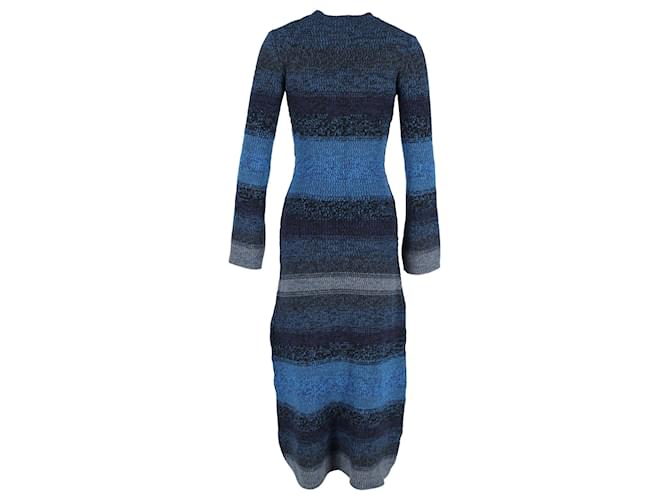 Robe longue en maille rayée Chloé en laine bleue  ref.1296619