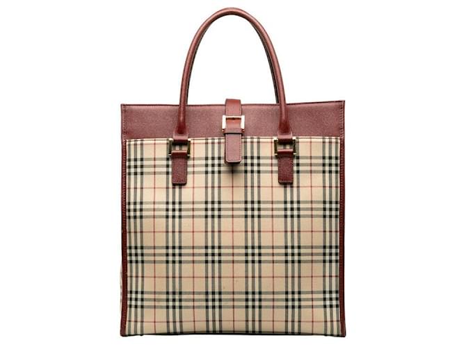 Burberry Nova Check Leather Trimmed Handbag Cloth  ref.1296632