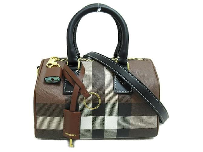 Burberry Check Canvas & Leather Mini Bowling Bag 8069663A9011 Cloth  ref.1296650
