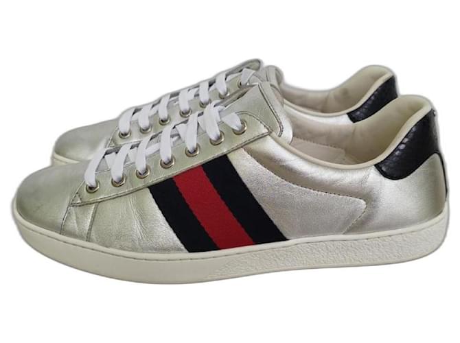 Gucci Sneakers Silvery Leather  ref.1296705