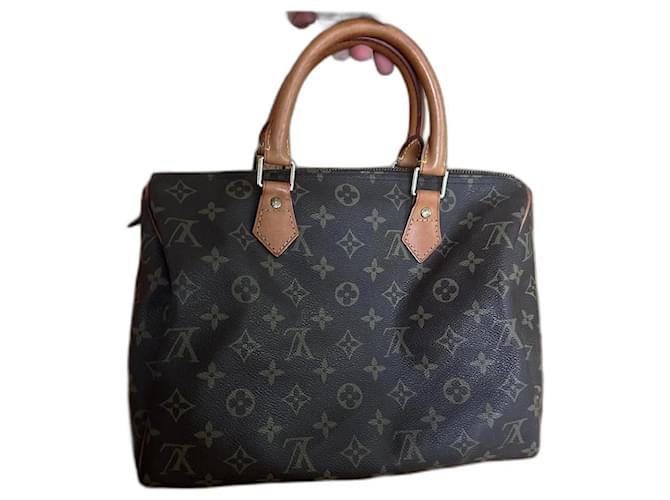 Speedy Louis Vuitton Handbags Brown Leather  ref.1296708