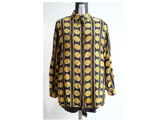 Camicetta canotta vintage in seta barocca dorata per donne di Gianni Versace Istante D'oro