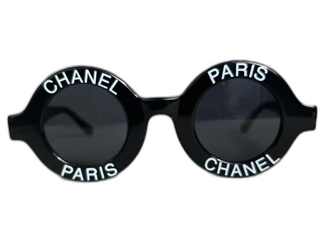 Gafas de sol Chanel redondas negras de plástico Negro