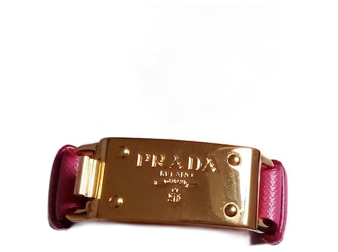 Prada Saffiano Pink Golden Leder  ref.1296718