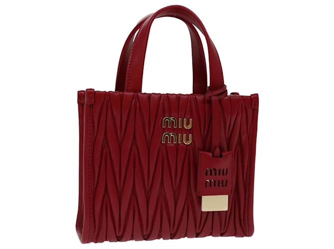 Miu Miu Materasse Hand Bag Leather 2way Red 5BA277 auth 67619S  ref.1296776