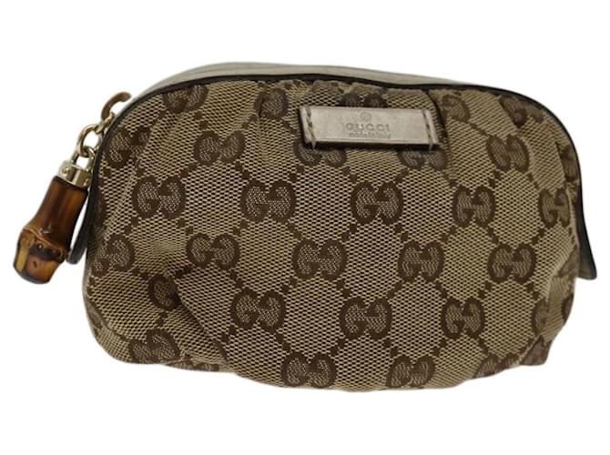 GUCCI GG Canvas Bamboo Pouch Beige 246174 Auth yk11167  ref.1296788