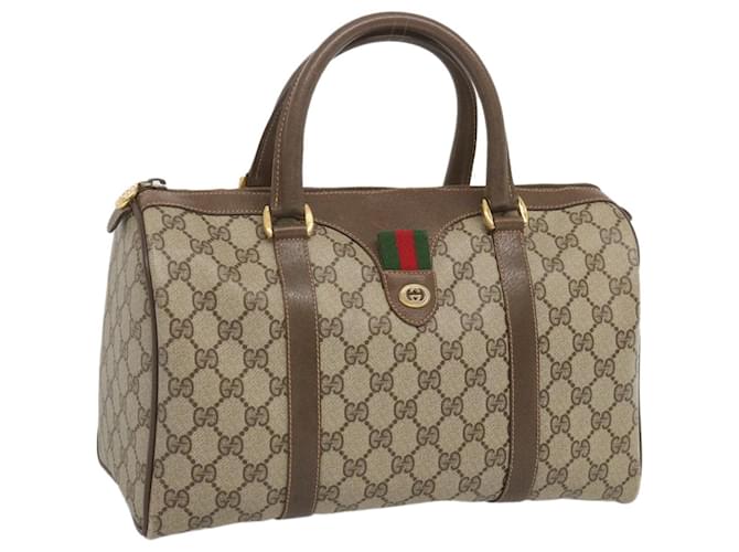 GUCCI GG Supreme Web Sherry Line Hand Bag PVC Beige Red 40 02 007 auth 68008  ref.1296846