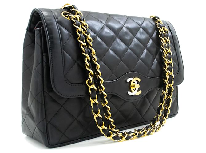 CHANEL Paris Limited Chain Shoulder Bag Black Quilted lined Flap Leather  ref.1296913