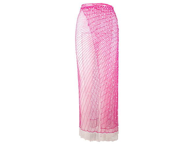 Roberto Cavalli Bead Embellished Wrap Skirt Pink  ref.1296945