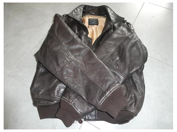 Autre Marque jaqueta avirex G1 vintage em couro marrom tamanho L Castanho escuro  ref.1297003