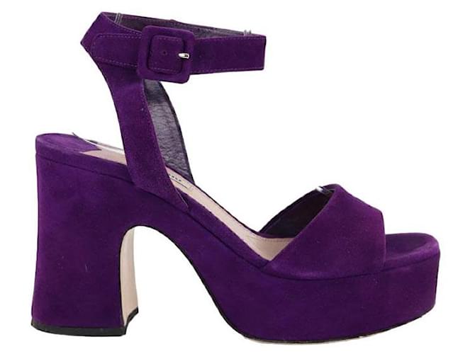 Miu Miu Leather Heels Purple  ref.1297043