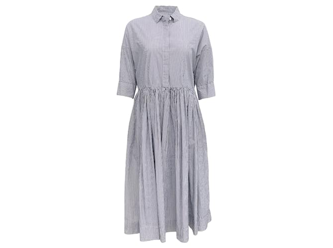 Autre Marque Casey Casey Blue / White Pinstriped Shirt Dress Cotton  ref.1297056