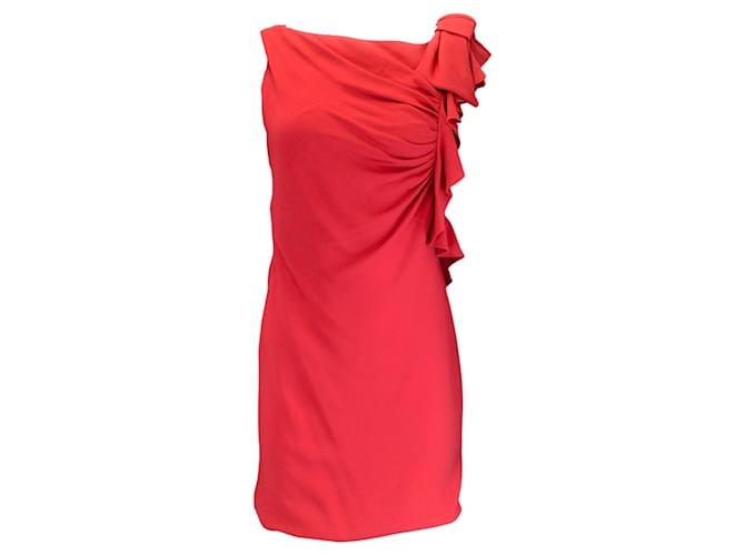 Autre Marque Vestido de crepé sin mangas con volantes en rojo de Valentino Roja Viscosa  ref.1297069