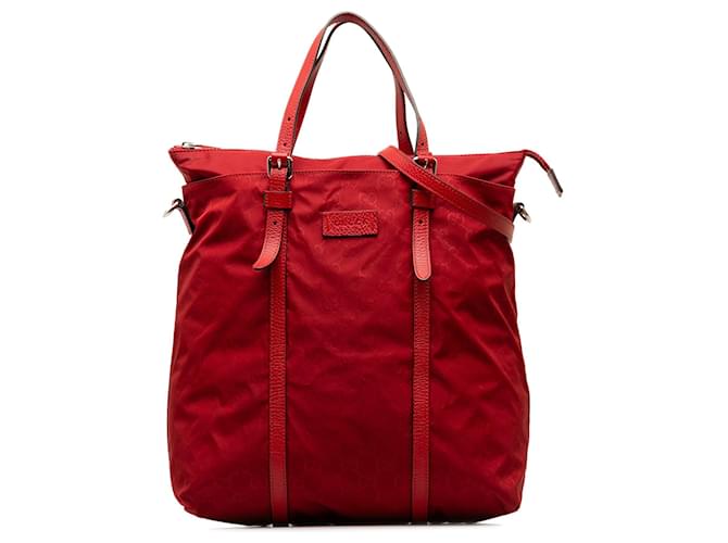 Bolso satchel rojo de nailon con GG de Gucci Roja Cuero  ref.1297076
