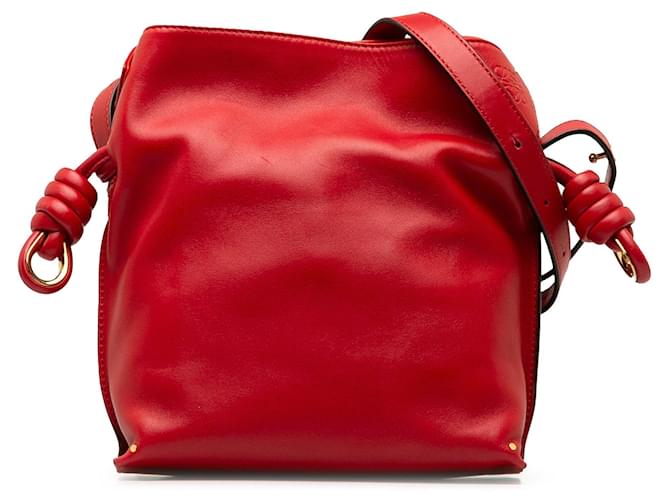 Petit sac à bandoulière rouge Loewe avec nœud flamenco Cuir  ref.1297079
