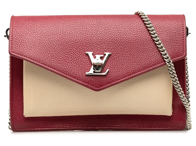 Twist Borsa a tracolla pochette con catena Louis Vuitton MyLockMe rossa Rosso Pelle  ref.1297081