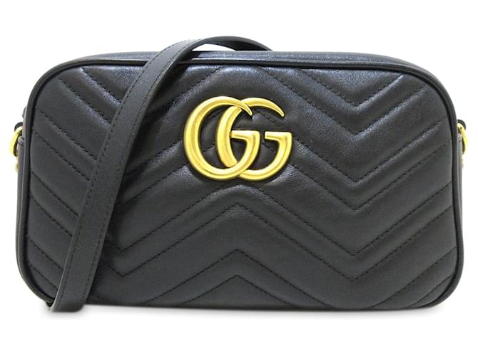 Black Gucci Mini GG Marmont Crossbody Bag Leather  ref.1297085