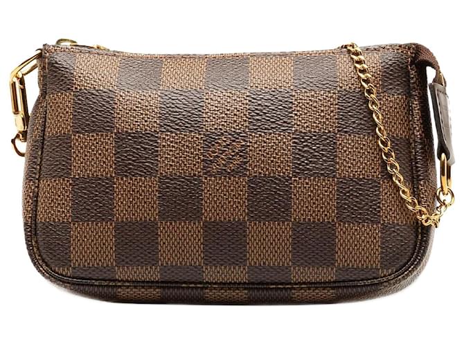Brown Louis Vuitton Damier Ebene Mini Pochette Accessoires Shoulder Bag Cloth  ref.1297096