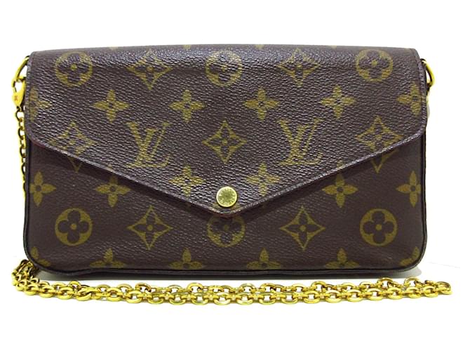 Brown Louis Vuitton Monogram Pochette Felicie Crossbody Bag Cloth  ref.1297100