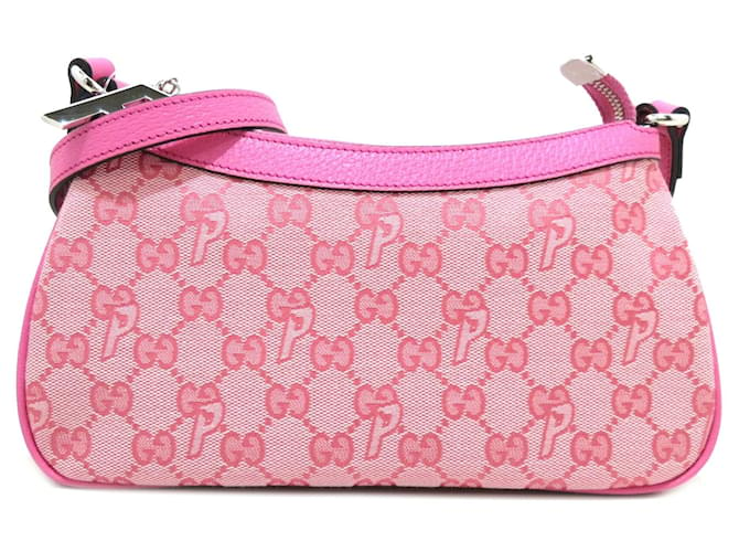 Mini bolsa rosa Gucci x Palace GG-P em lona meia-lua Couro  ref.1297106