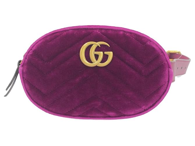 Bolsa com cinto de veludo roxo Gucci GG Marmont  ref.1297107