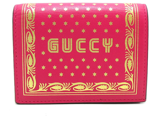 Rosafarbene Gucci Guccy Sega-Geldbörse mit zwei Fächern  Pink Leder  ref.1297122