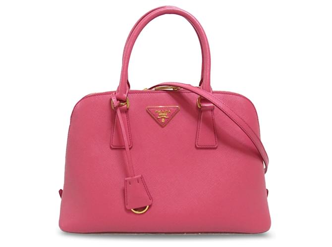 Rosafarbene Prada Saffiano Lux Promenade Umhängetasche Pink Leder  ref.1297123