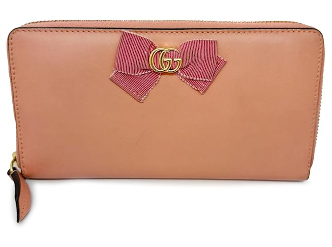Brown Gucci GG Marmont Bow Long Wallet Leather  ref.1297144