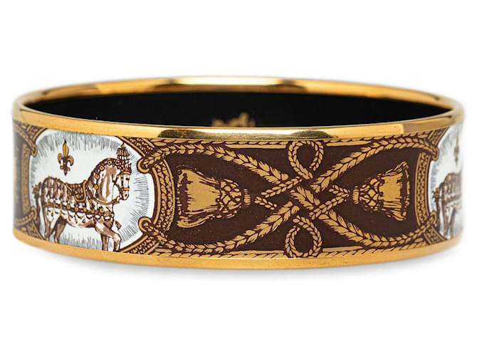 Hermès Bracelet de costume en émail large Hermes marron Métal  ref.1297146