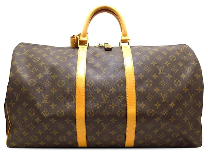 Brown Louis Vuitton Monogram Keepall 55 Travel bag Leather  ref.1297147