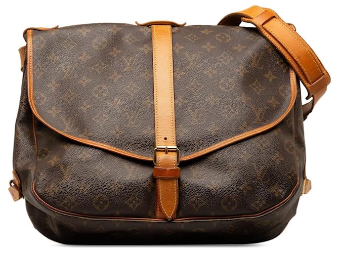 Brown Louis Vuitton Monogram Saumur 35 Crossbody Bag Leather  ref.1297214