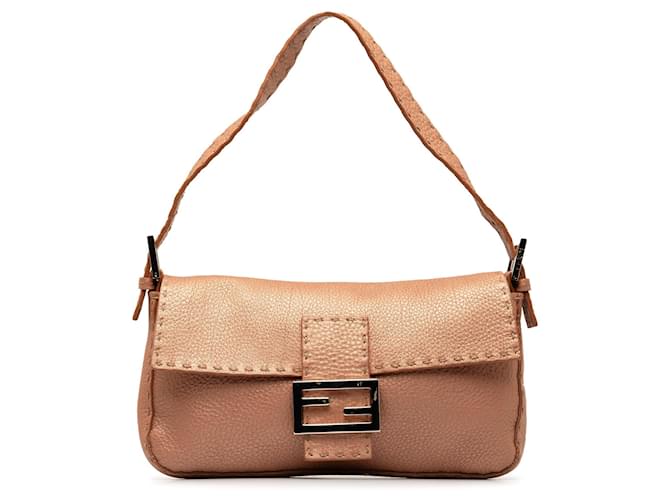 Pink Fendi Selleria Baguette Shoulder Bag Leather  ref.1297217