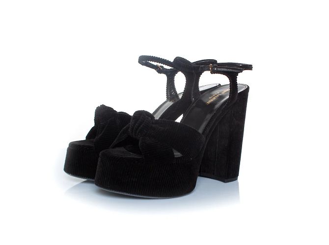 SAINT LAURENT, Bianca 85 platform rib velours sandals