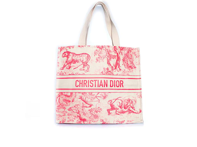 Christian Dior DIOR, Borsa tote Dioriviera in paglia rosa  ref.1297233