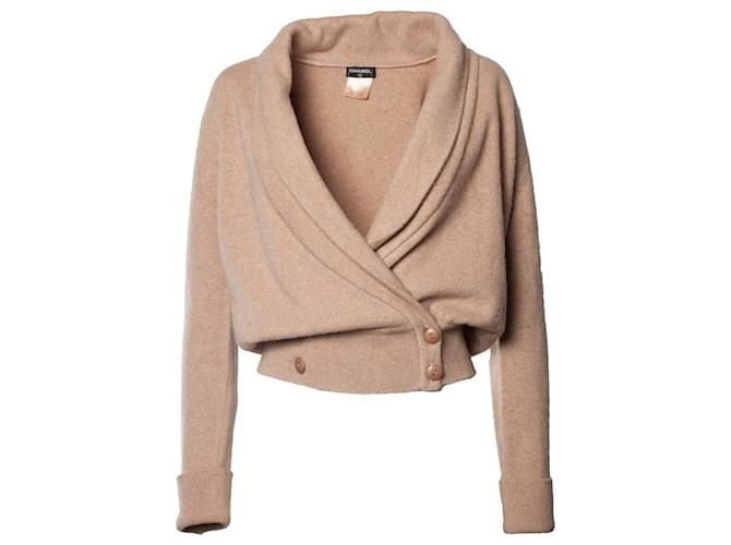 Chanel, Cashmere crossover cardigan Brown  ref.1297253