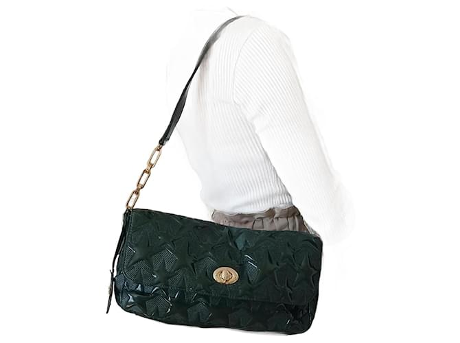 Tosca Blu Handbags Green Gold hardware Cotton Faux fur  ref.1297320