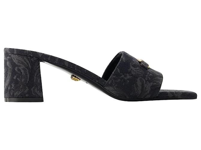 medusa 95-Day Slides - Versace - Canvas - Black Cloth  ref.1297327