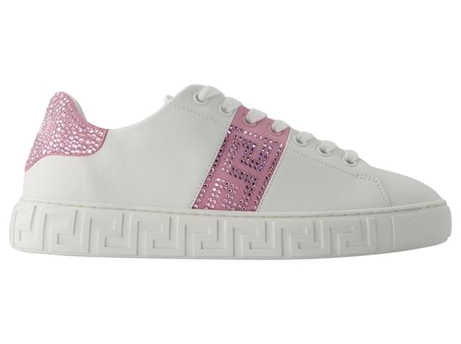 La Greca Sneakers - Versace - Leather - White/pink  ref.1297330