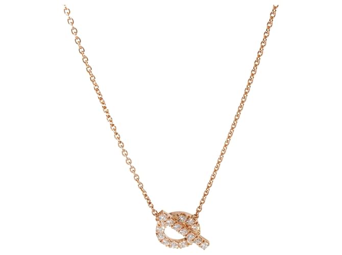 Hermès Finesse Pendant with Diamonds in 18k Rose Gold 0.46 ctw Metallic Metal Pink gold  ref.1297386